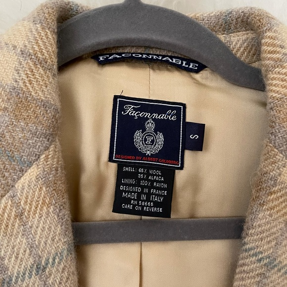 Vintage Faconnable Oversized Plaid Tan Blazer Coat - Picture 8 of 8